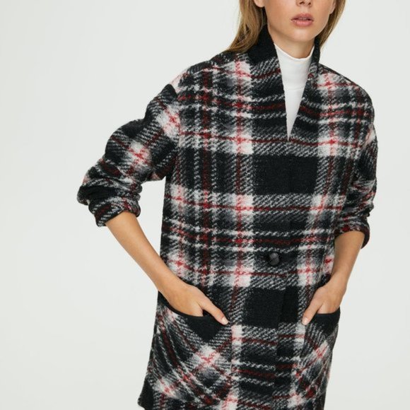 Wilfred Aritzia Wilfred Free Off-Duty Neelam Jacket Plaid cocoon jacket Sz/ S - Picture 2 of 12
